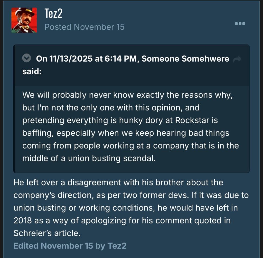 R星创始人离职内幕曝光：痛批当今游戏过度商业化