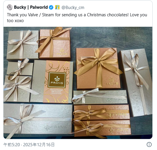 《幻兽帕鲁》制作组惊喜致谢V社赠礼巧克力 意外收获多家工作室同款心意