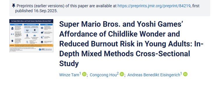 日英大学最新研究：畅玩马里奥与耀西系列有效缓解职业倦怠综合症