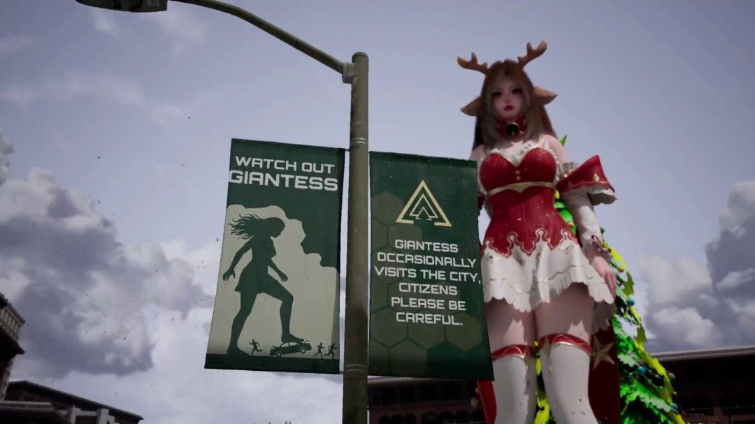 《女巨人游乐场》圣诞新装登场！白袜红高跟狂暴践踏都市