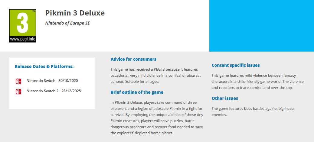 Switch2惊喜登场!《皮克敏3豪华版》欧洲评级正式通过 Switch2惊喜登场!《皮克敏3豪华版》欧洲评级正式通过