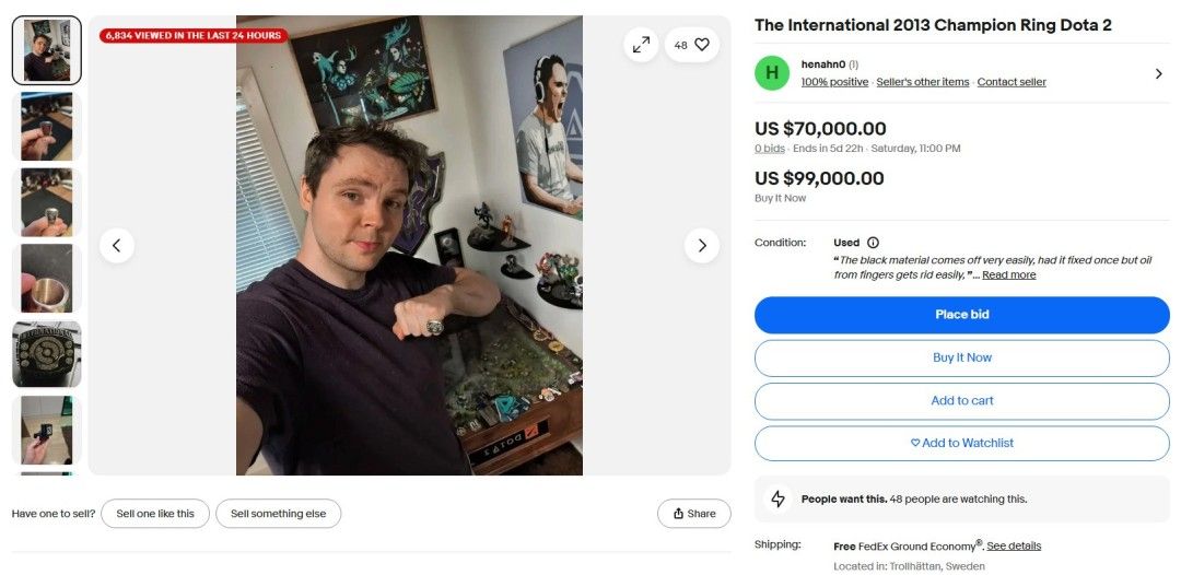 Dota2-TI3冠军戒指7万美金起拍惨遭流拍