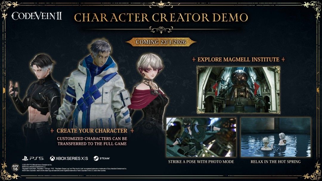 《噬血代码2》免费角色创建试玩版1月23日上线