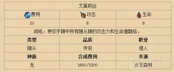 炉石传说-新拓展包女巫森林艾莫莉丝卡牌汇总