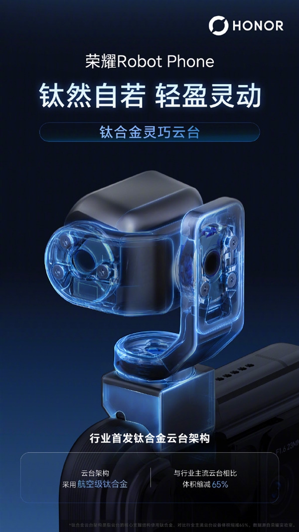 Robot Phone首发钛合金云台架构！荣耀机器人技术与手机首次深度融合
